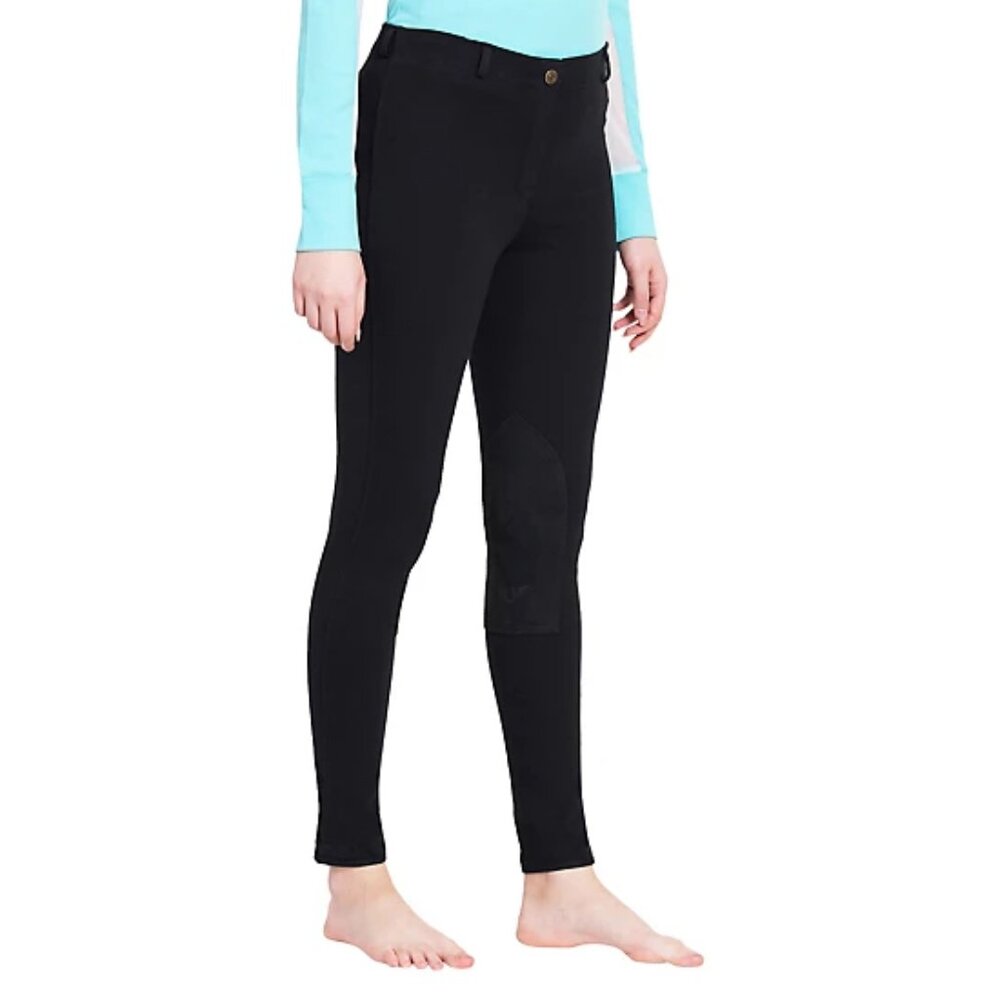 TuffRider Women's Size 26 Black Knee Patch Ribbed Zippered Equestrian Breeches